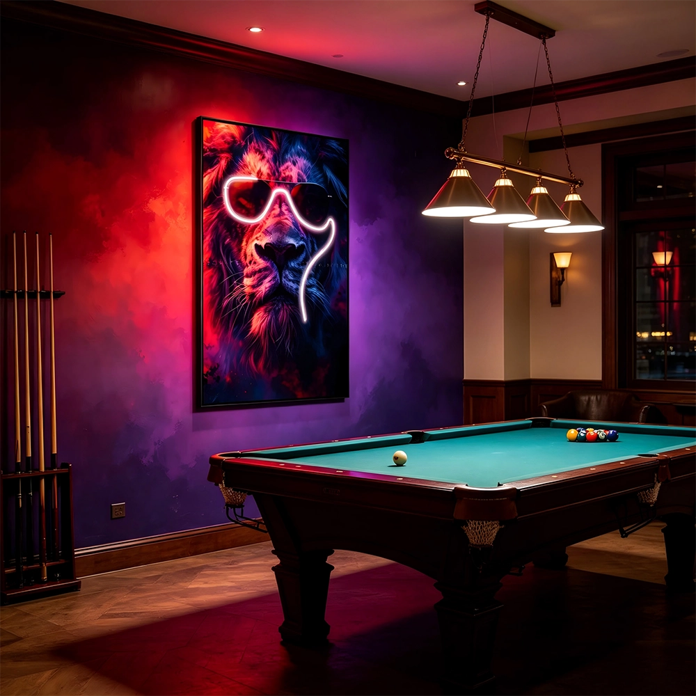 L80CM/31.4INCH Stylish Sunglasses Lion LED Neon Wall Art Bar Pub Wall Decor
