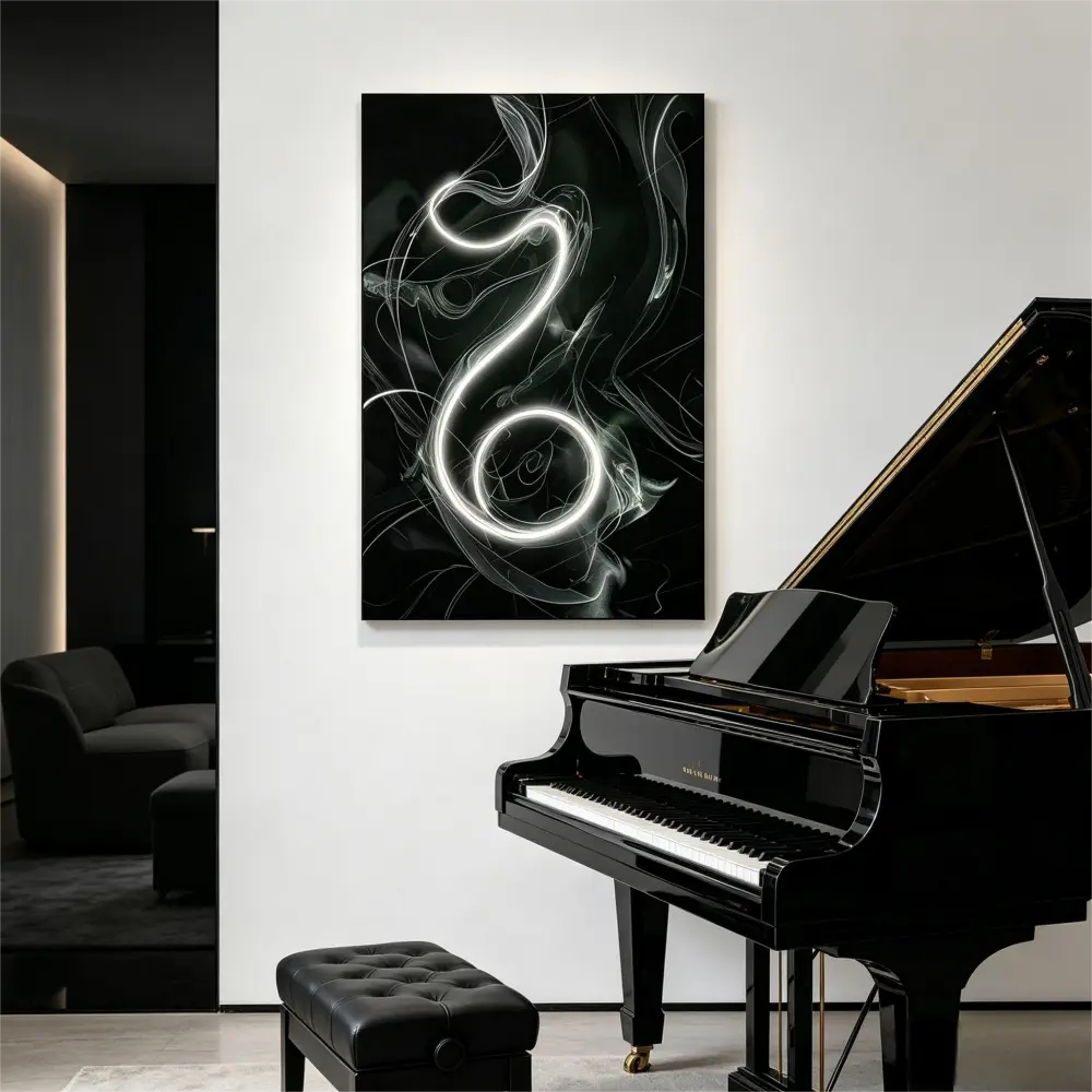 Elegant Led Wall Pictures Smoky Treble Clef For Hospitality Office Art Studio