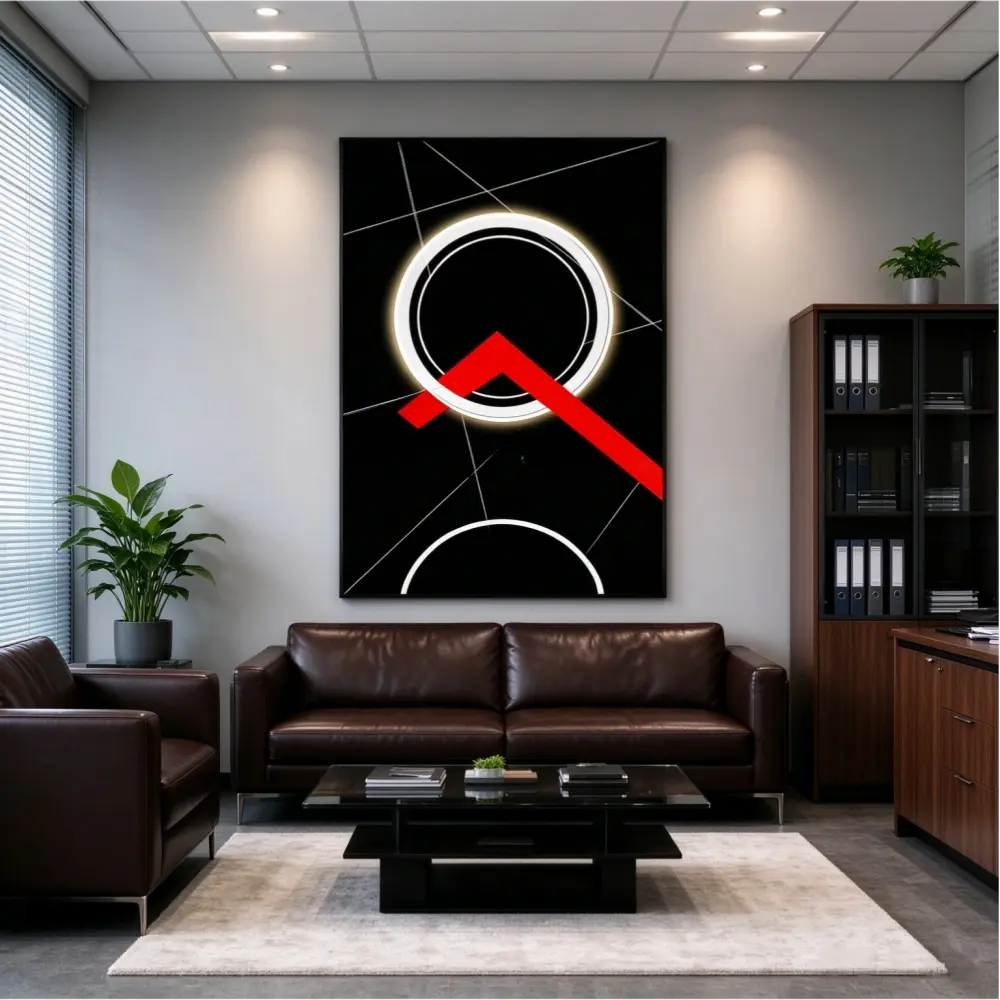 Bold Led Wall Art Canvas Geometric Shapes For Office Hospitality Fine Dining
