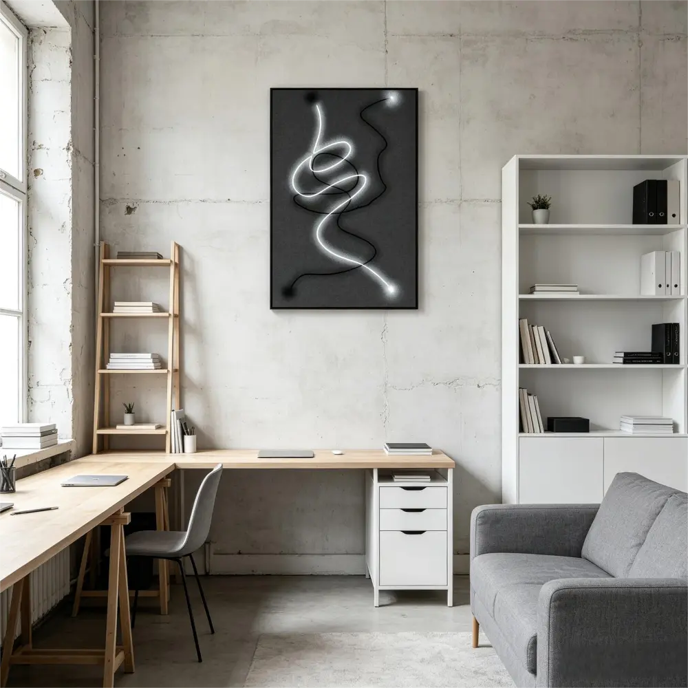 Modern Led Canvas Art Abstract Neon Lines For Office Art Studio Streaming Studio