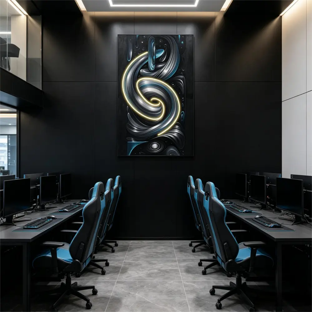 Dazzling Led Wall Canvas Art Swirl Abstract For Esports Center Cocktail Lounge